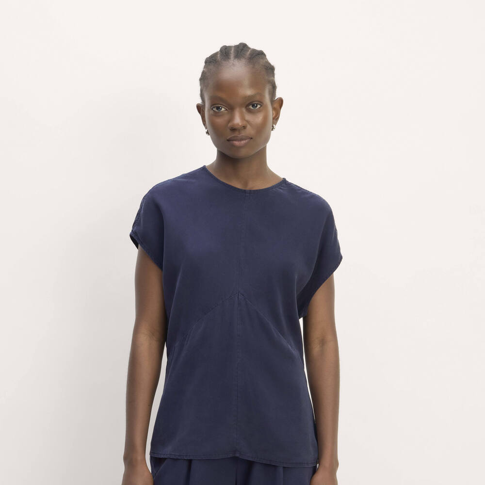 Everlane Drape Top in Butterlite in Navy, Size 2
